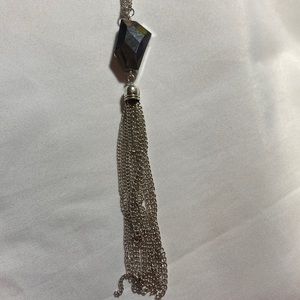 Long black and silver necklace